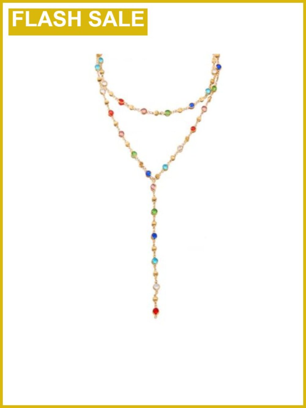 Long Colorful Rhinestone Beaded Chain Necklace